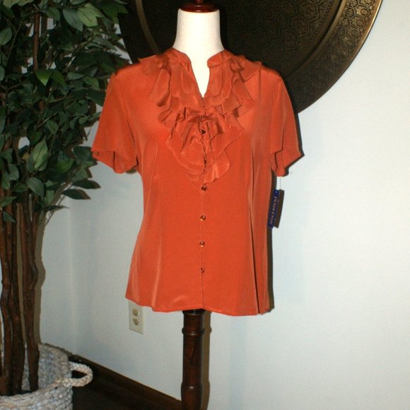 Pendleton Petite 100% Silk Blouse - Size 12P NWT - Picture 2 of 6
